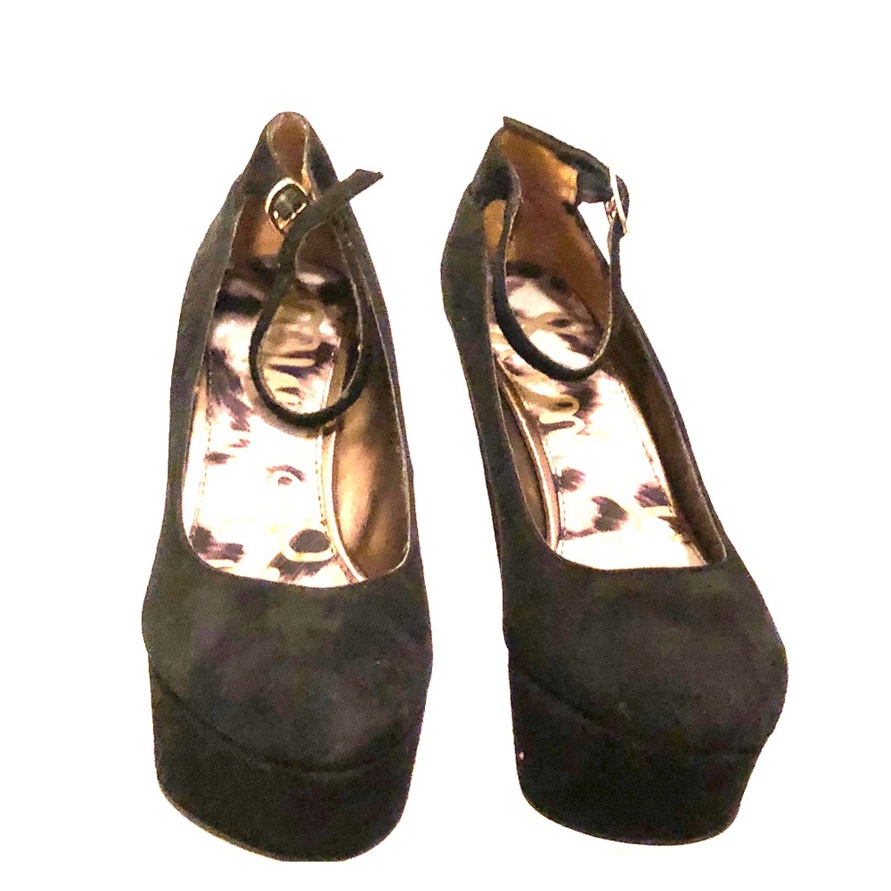 Sam Edelman Quinn Black Suede Platform Mary Jane